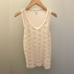 J. Crew Peach Cream Floral Lace Tank - Women’s XS